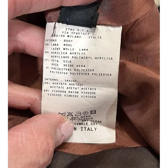 ETRO MILANO Purple Gray Orange Paisley Wool Silk Blend Blazer Jacket Sz 42 - Picture 12 of 13